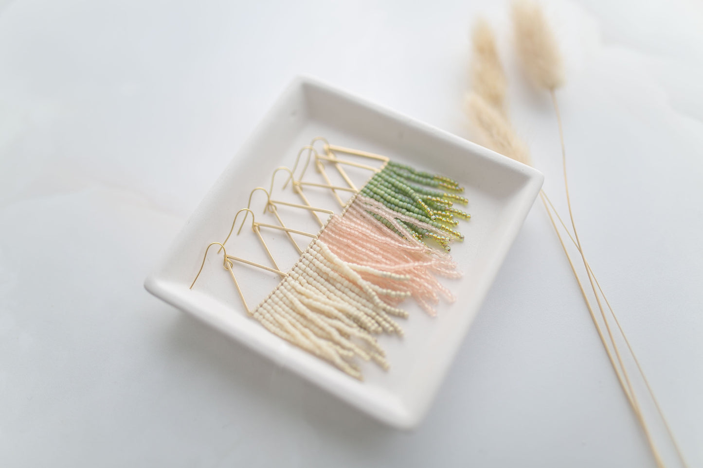 Beaded earring | peach fringe | spring collection