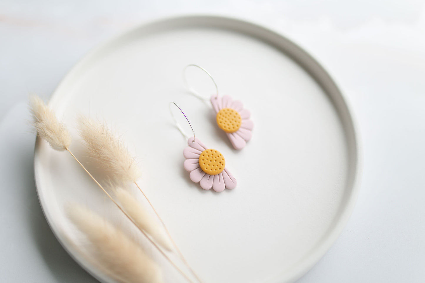 Clay earring | blush daisy hoops | spring collection