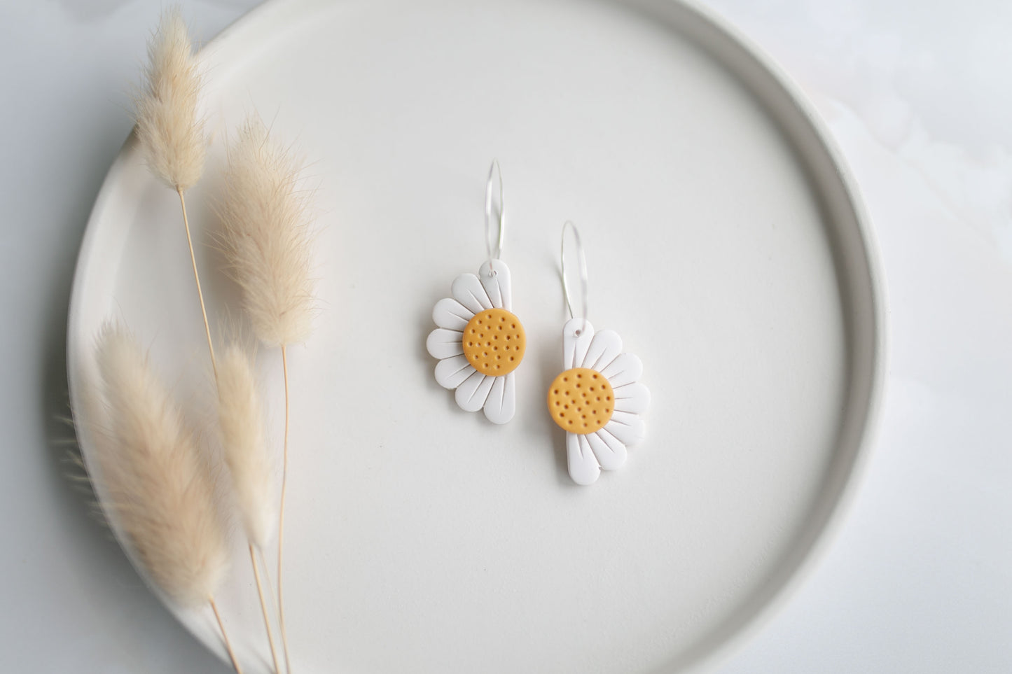 Clay earring | ivory daisy hoops | spring collection