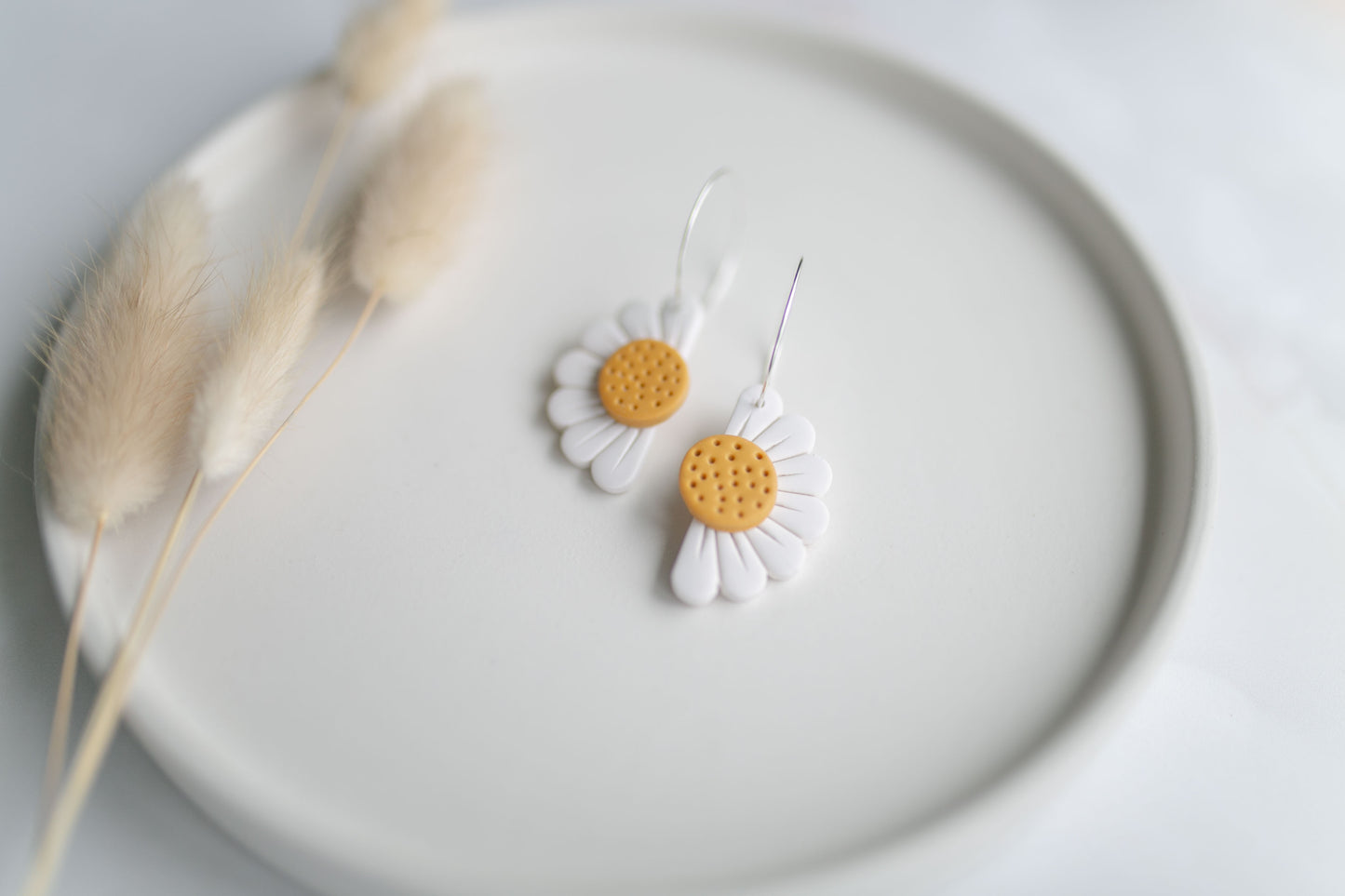 Clay earring | ivory daisy hoops | spring collection