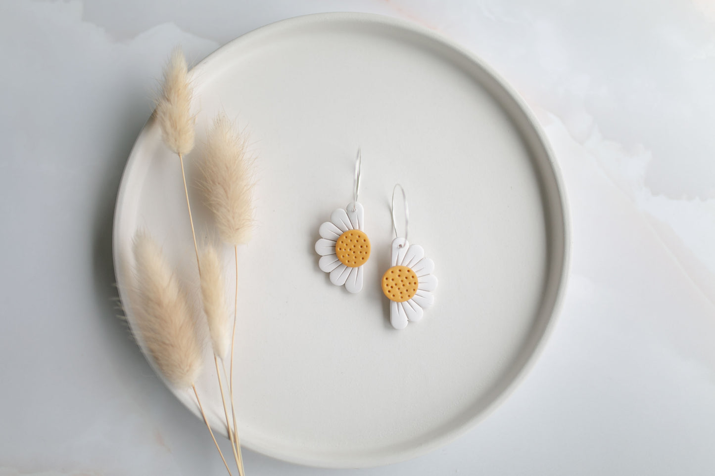 Clay earring | ivory daisy hoops | spring collection