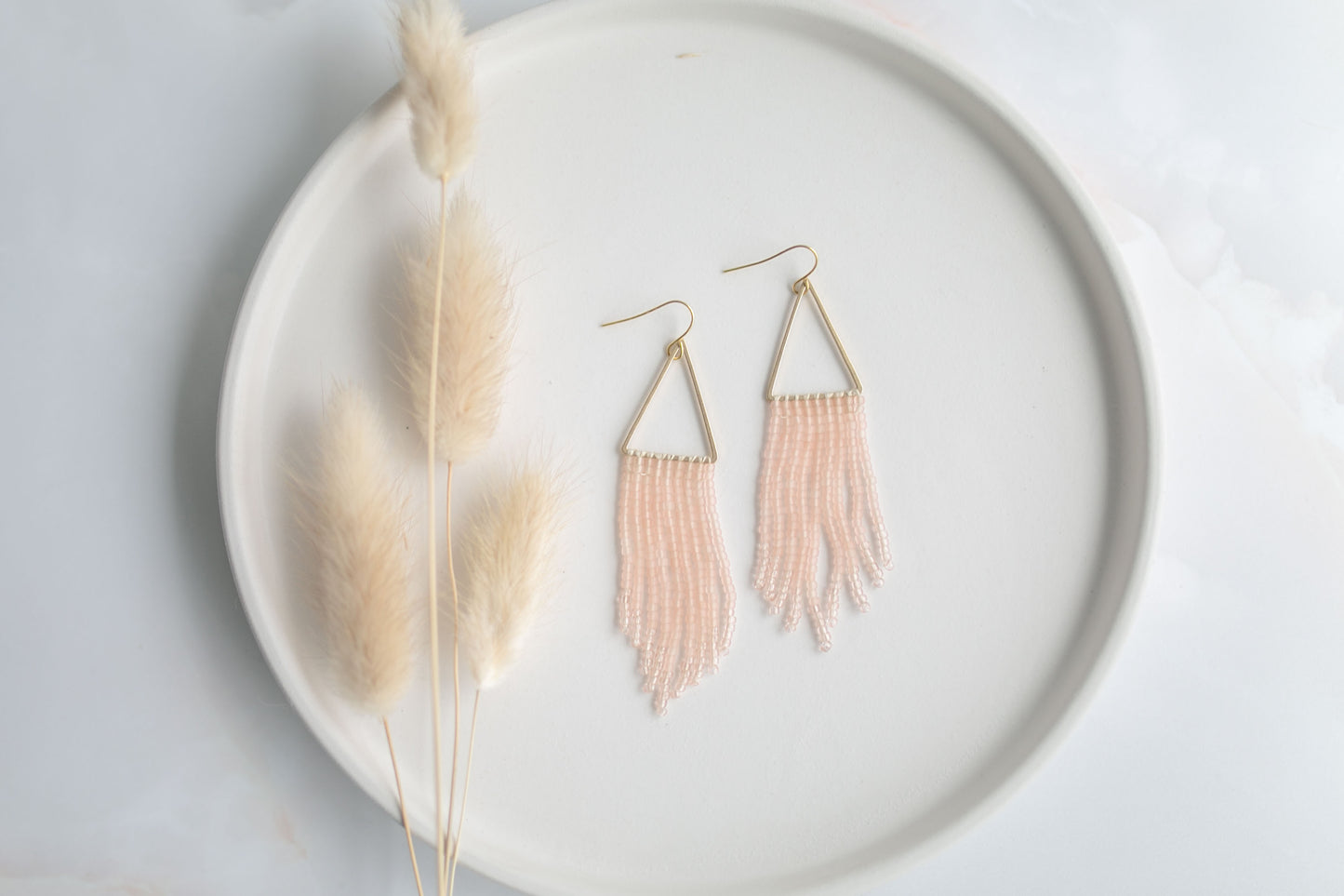 Beaded earring | peach fringe | spring collection