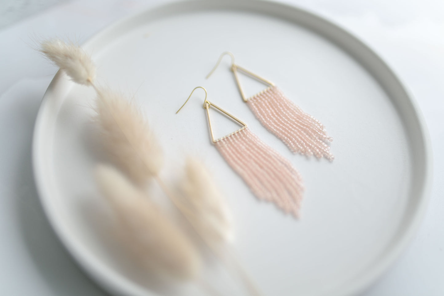Beaded earring | peach fringe | spring collection