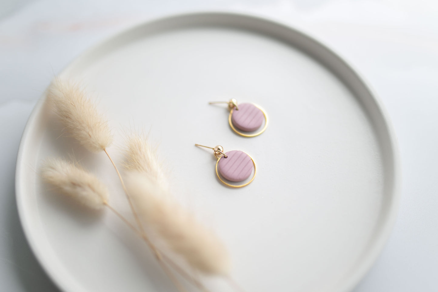 Clay earring | mauve dainty dangles | spring collection