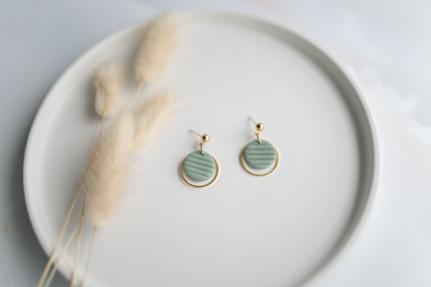 Clay earring | sage green dainty dangles | spring collection