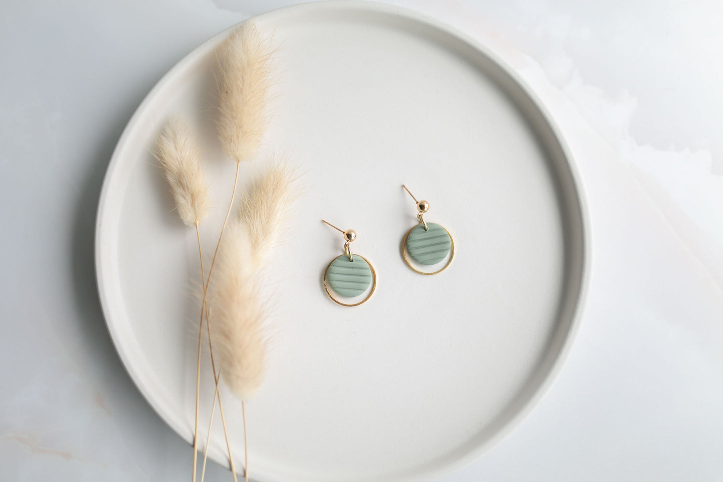 Clay earring | sage green dainty dangles | spring collection