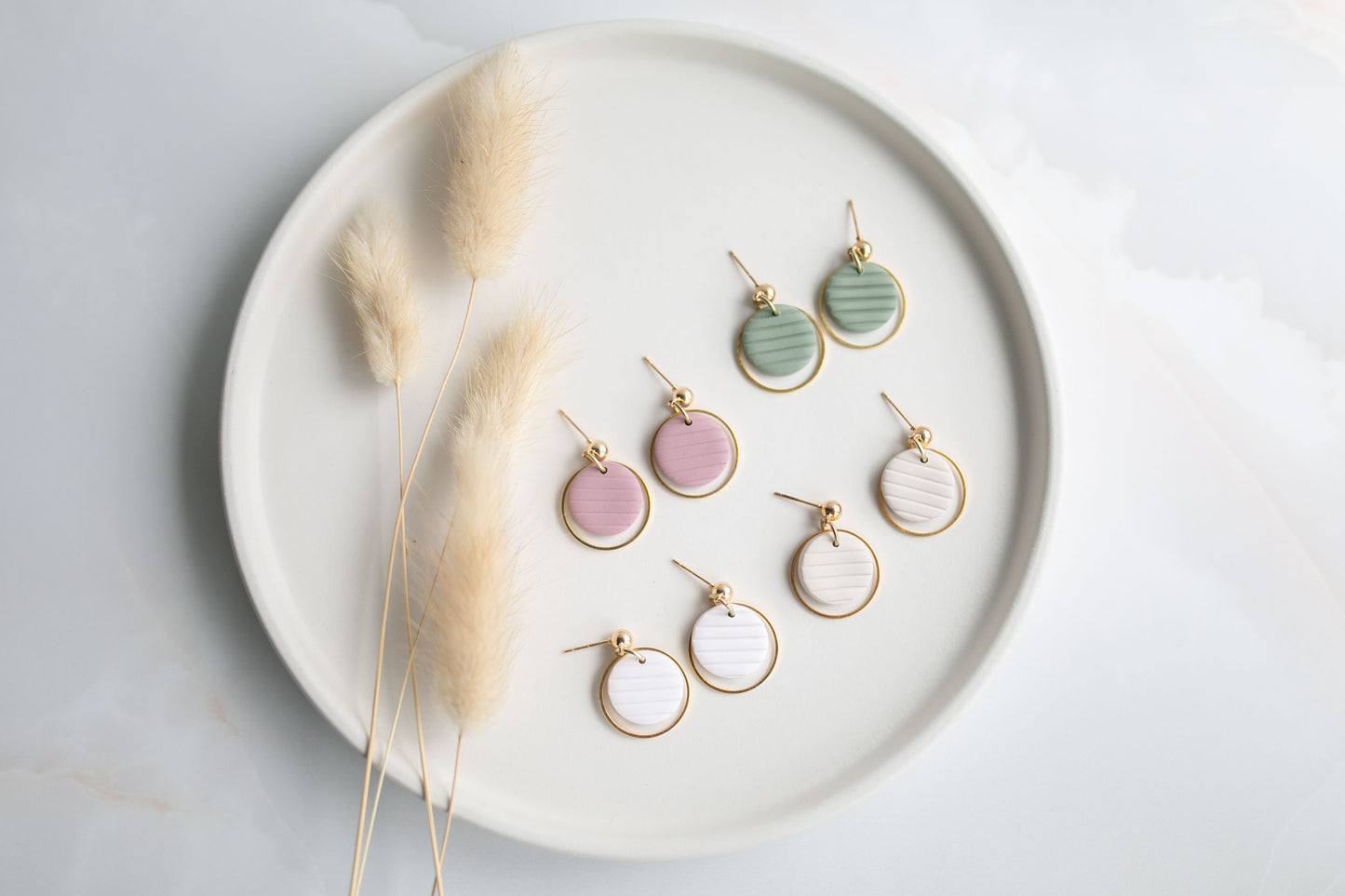 Clay earring | white dainty dangles | spring collection