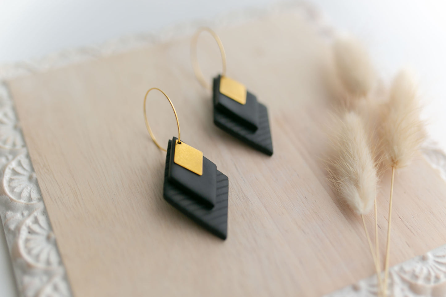 Clay earring | black sw diamonds | Southwest Collection