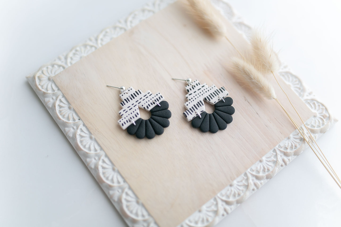 Clay earring | black aztec | Southwest Collection