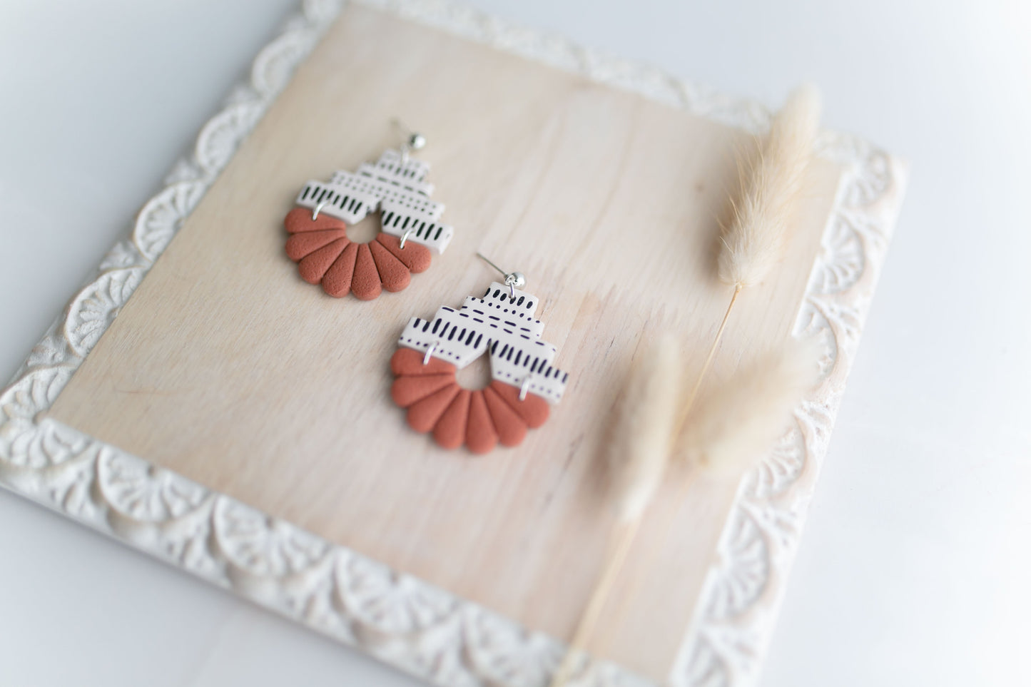 Clay earring | tera-cotta aztec | Southwest Collection