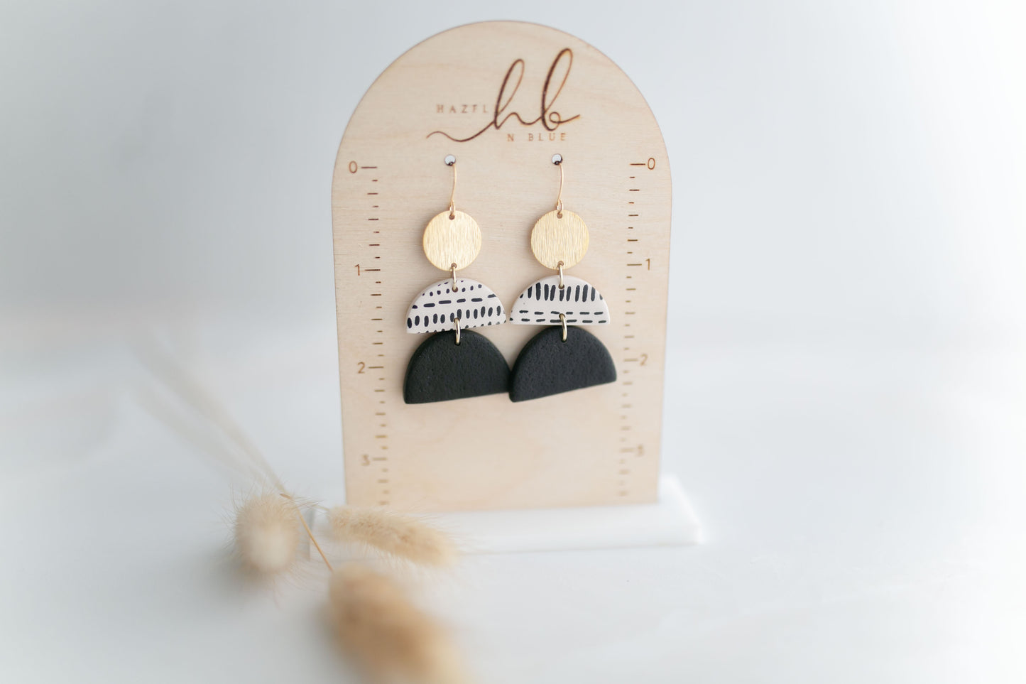 Clay earring | black aztec dangle | Southwest Collection