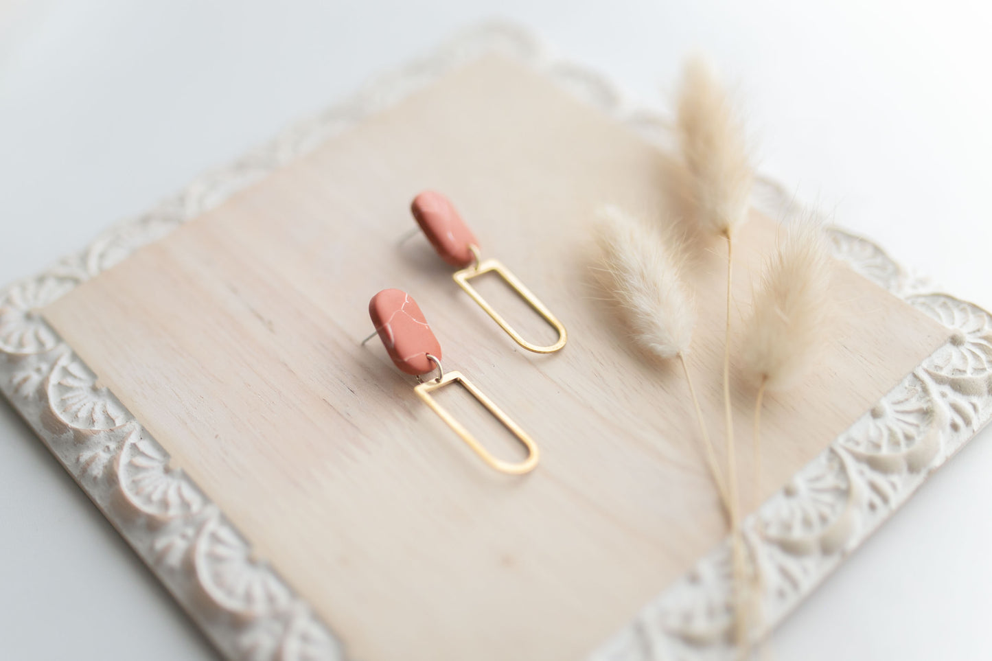 Clay earring | tera-cotta marble | Southwest Collection