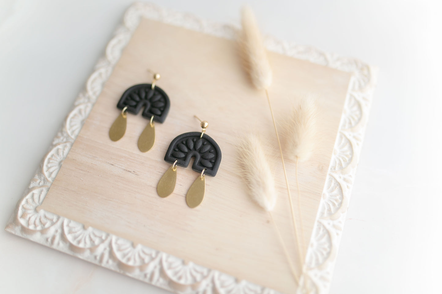 Clay earring | black cowgirl dangles | Southwest Collection