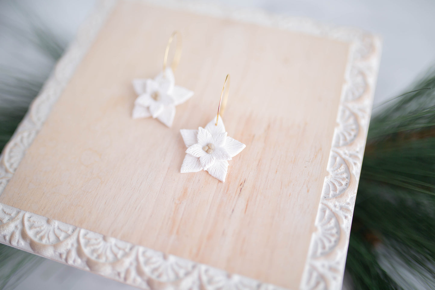 Clay Earring | Poinsettia Hoops | Christmas Collection