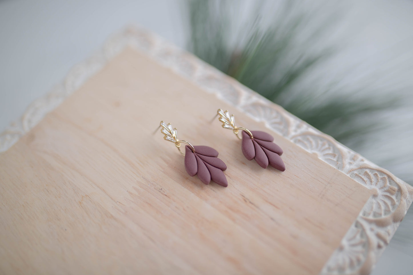 Clay Earring | Christmas Floral Dangles | Christmas Collection
