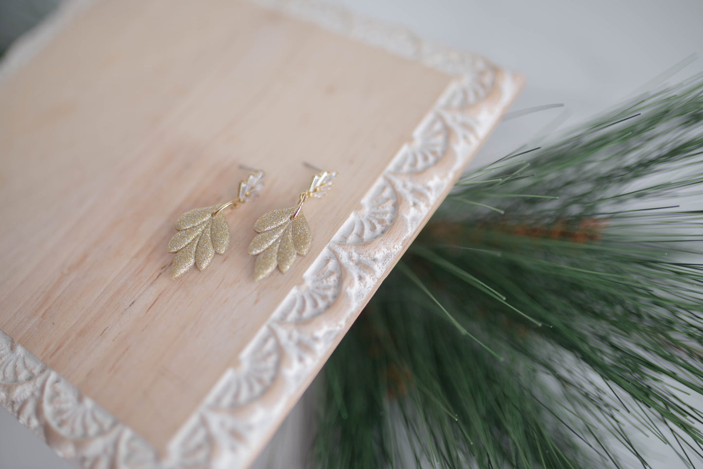 Clay Earring | Christmas Floral Dangles | Christmas Collection