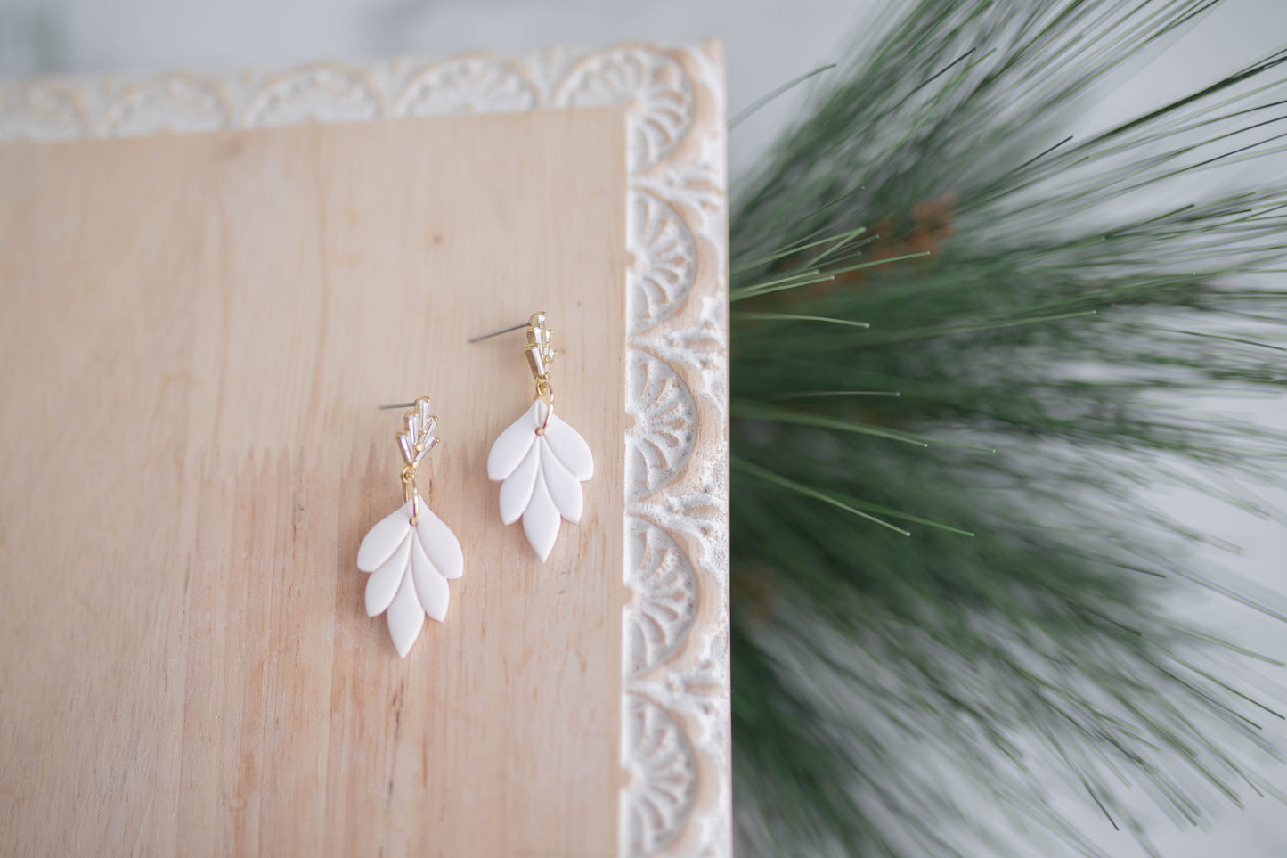 Clay Earring | Christmas Floral Dangles | Christmas Collection