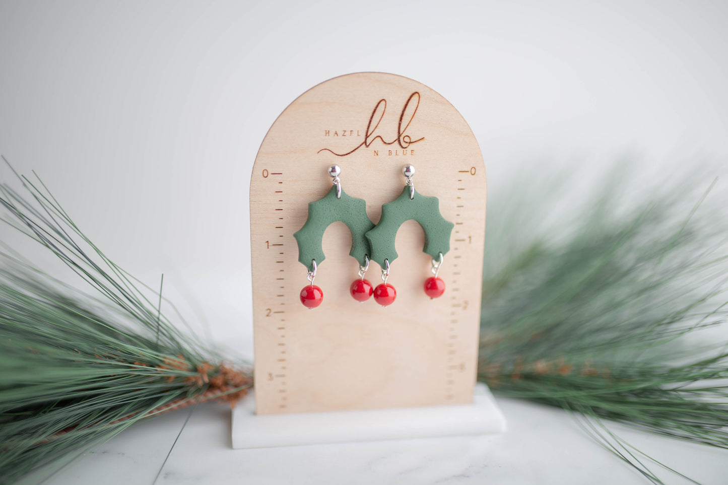 Clay Earring | Holly Dangles | Christmas Collection