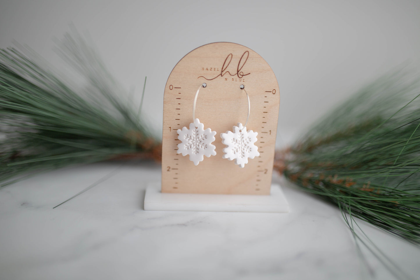 Clay Earring | Snowflake Hoops | Christmas Collection