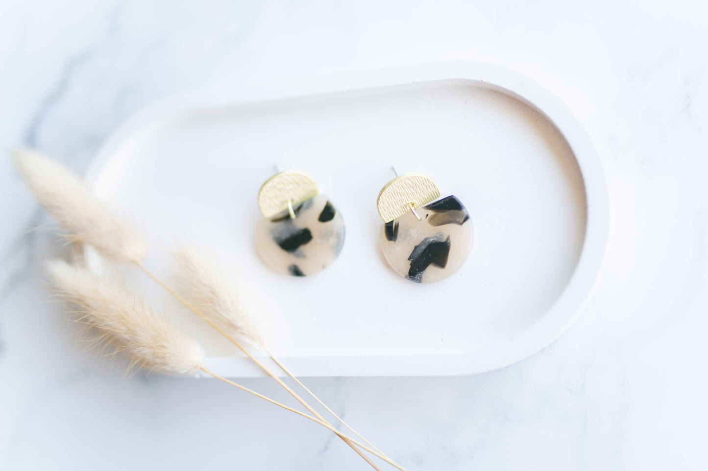 Clay earring | tortoise shell simple dangles