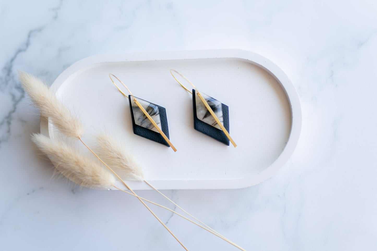 Clay earring | tortoise shell + black hoops