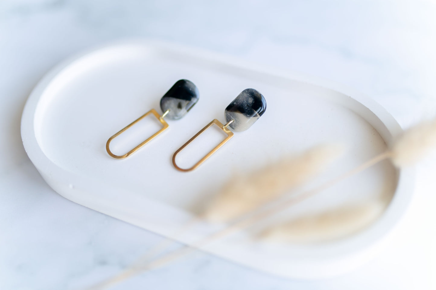 Clay earring | tortoise shell dangles