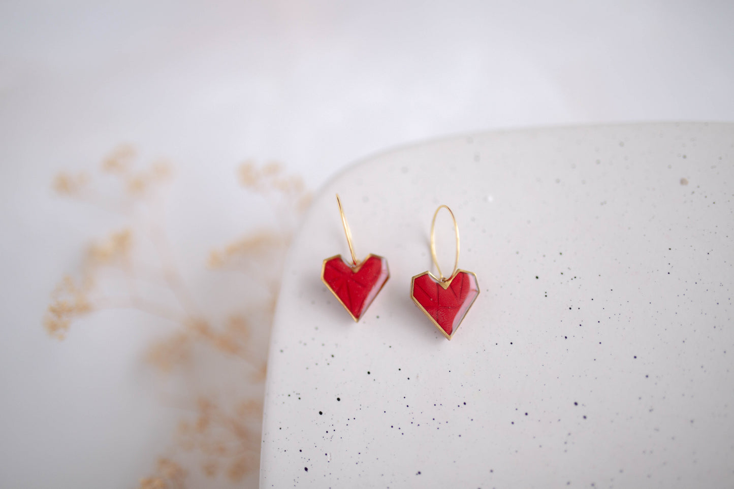 Clay earring | Geometric Heart Hoops | Valentines Collection