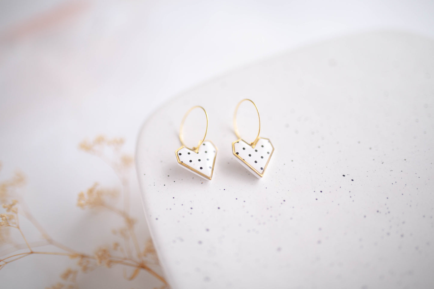 Clay earring | Geometric Heart Hoops | Valentines Collection