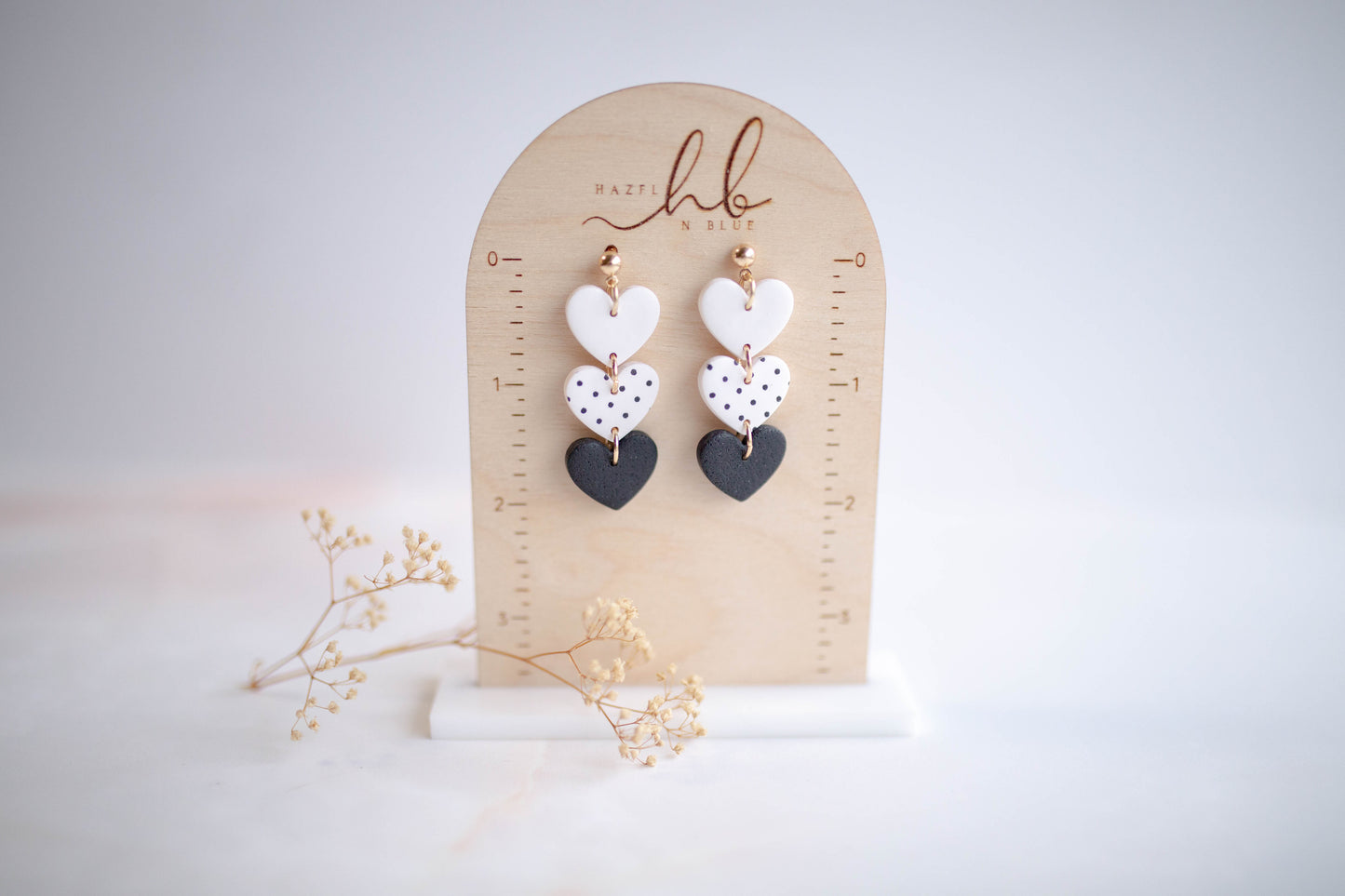 Clay earring | Heart Trio Dangles | Valentines Collection