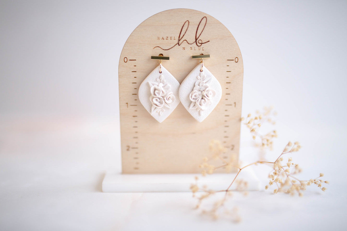 Clay earring | Monochrome Floral Drops | Valentines Collection