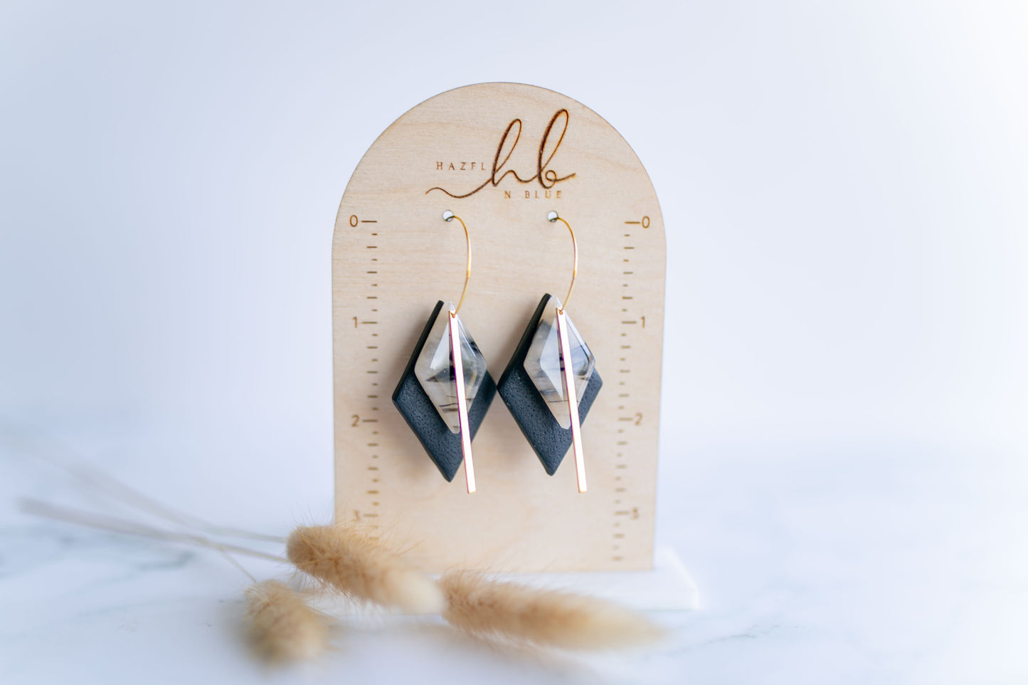 Clay earring | tortoise shell + black hoops