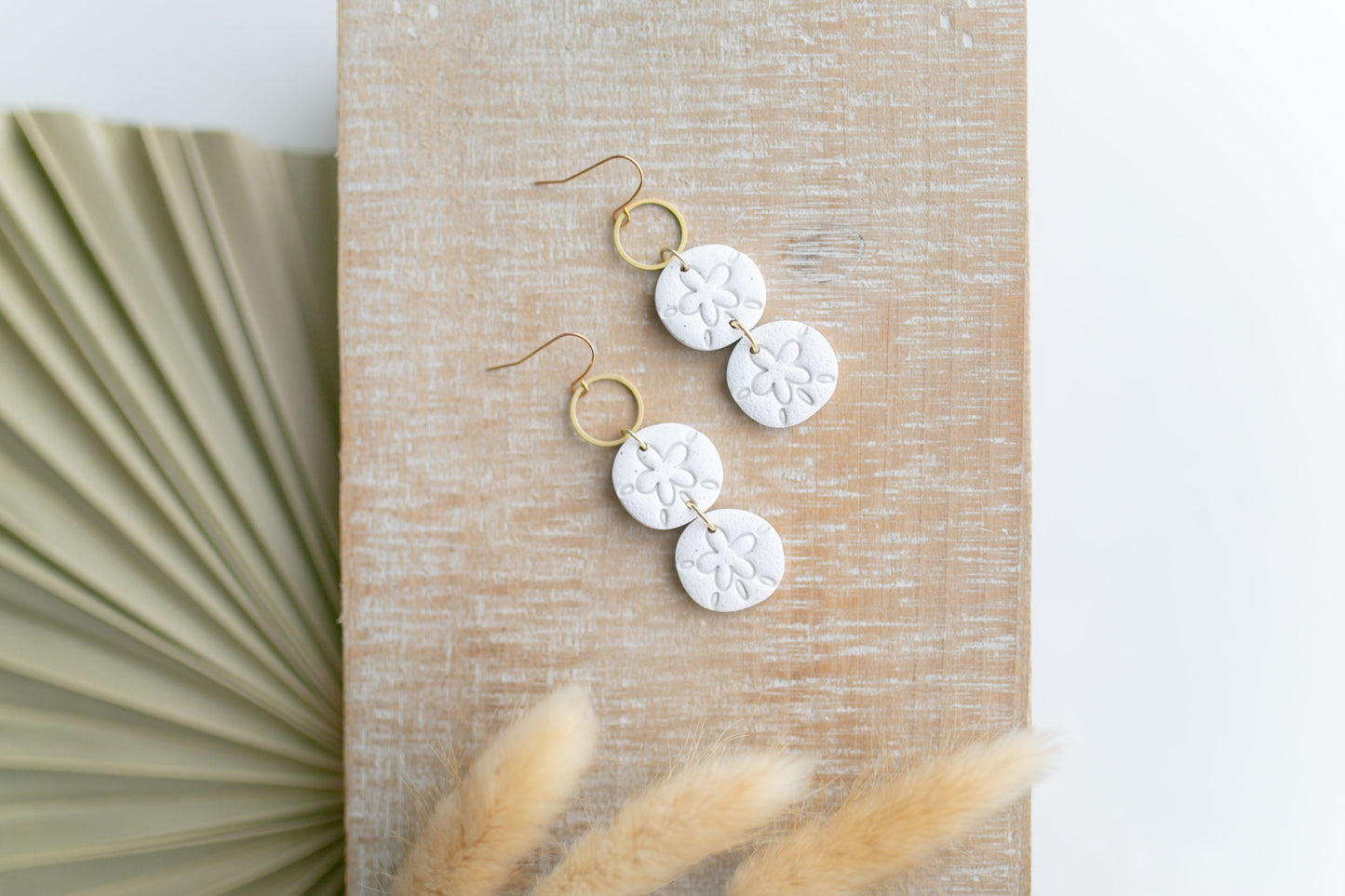 Clay earring | Cream Mini Sand Dollars | Beach Collection