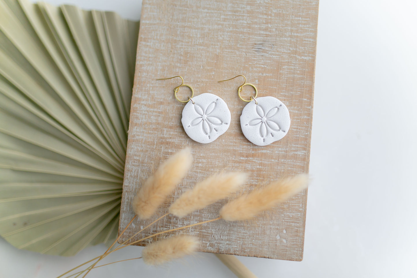 Clay earring | Cream Sand Dollars | Beach Collection