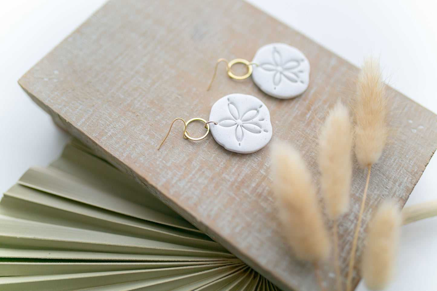 Clay earring | Cream Sand Dollars | Beach Collection