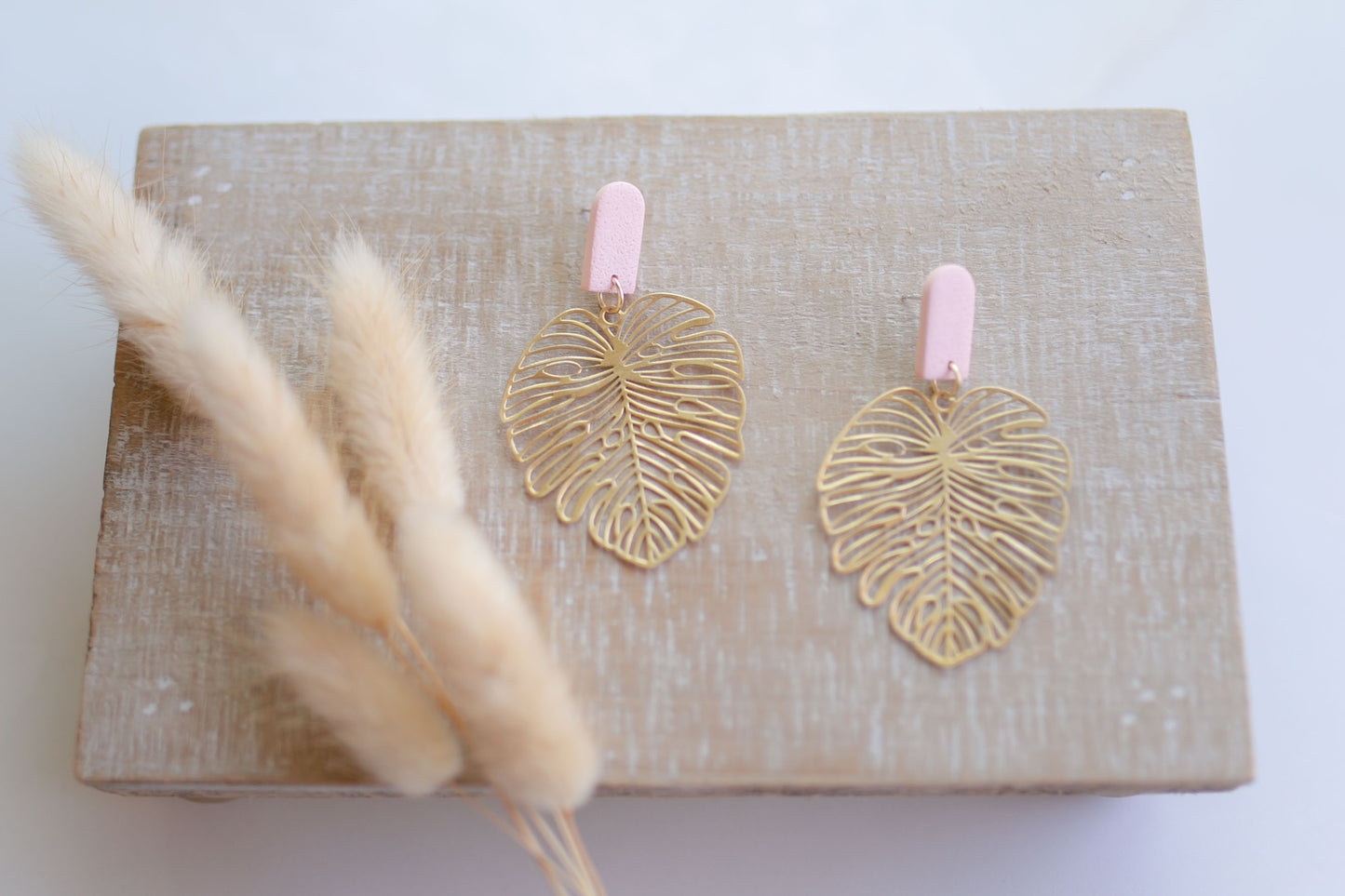 Clay earring | Peach Beachy Leaves | Beach Collection