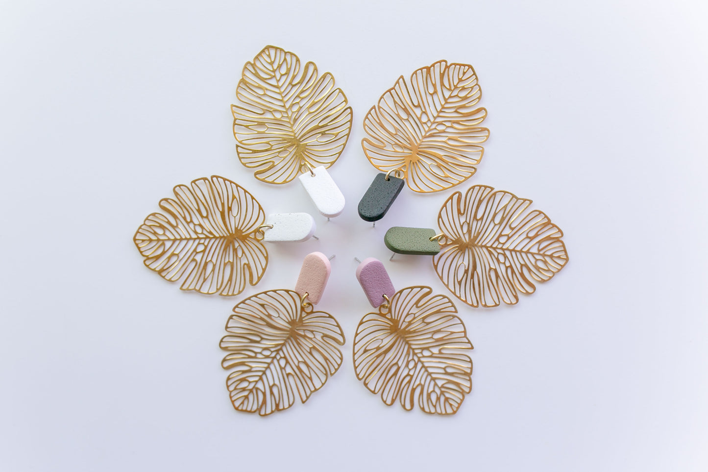 Clay earring | Peach Beachy Leaves | Beach Collection
