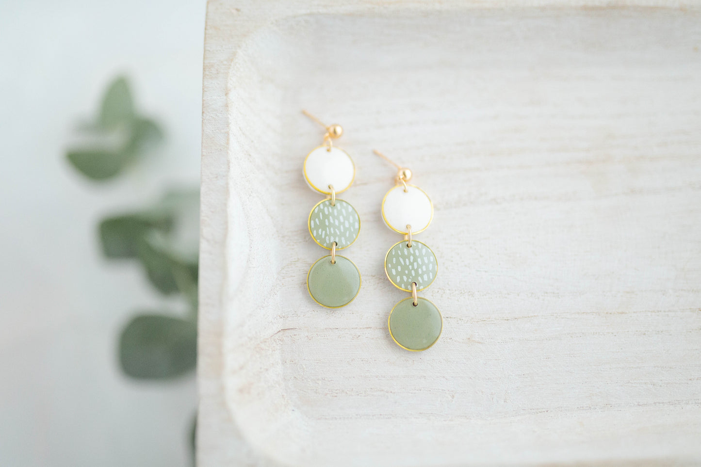 Clay earring | Polka Dot Trio Dangles | Garden Collection
