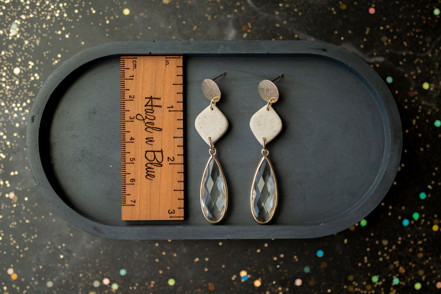 Clay earring | gold elegant drops