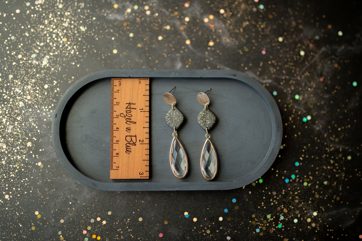 Clay earring | black elegant drops