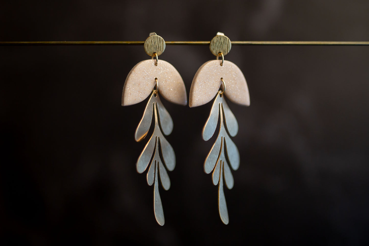 Clay earring | gold elegant floral
