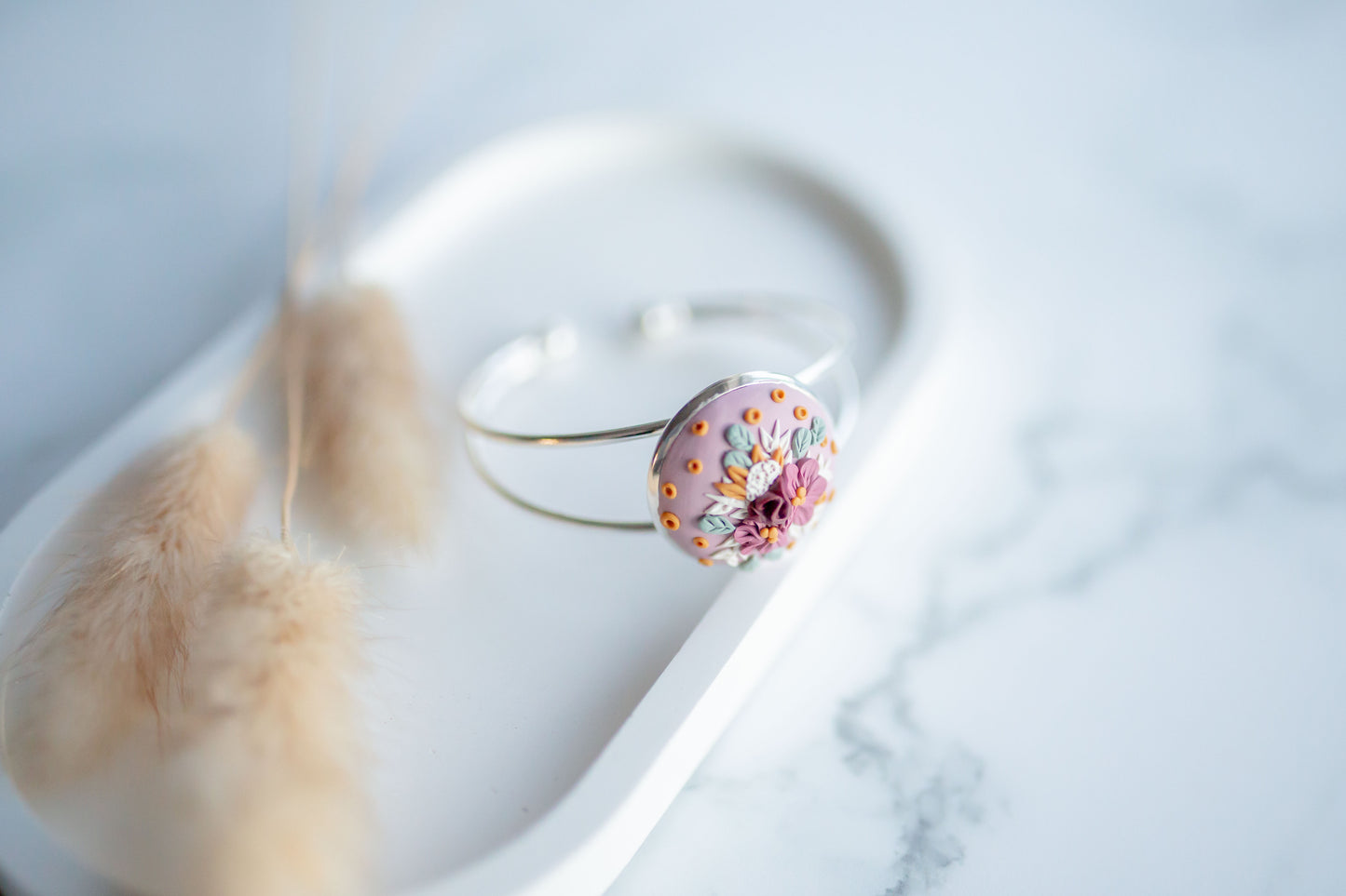 Clay bracelet | pink floral