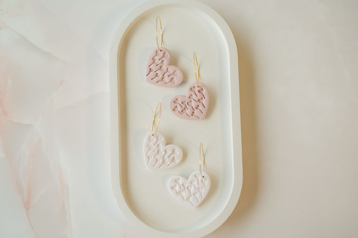Clay earring | blush hearts | pink collection