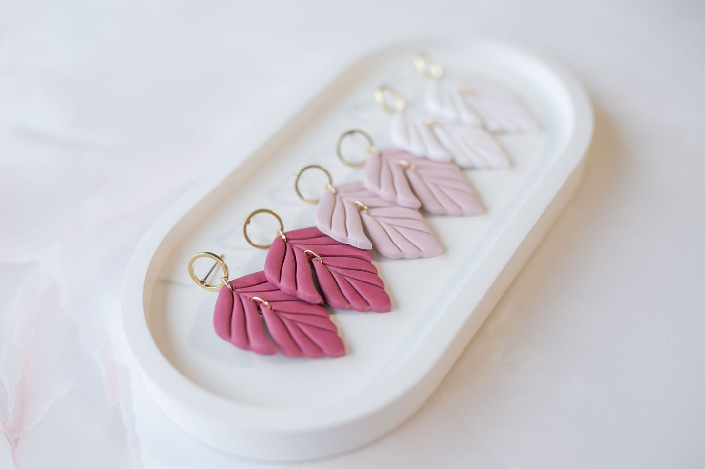 Clay earring | raspberry leaves | pink collection