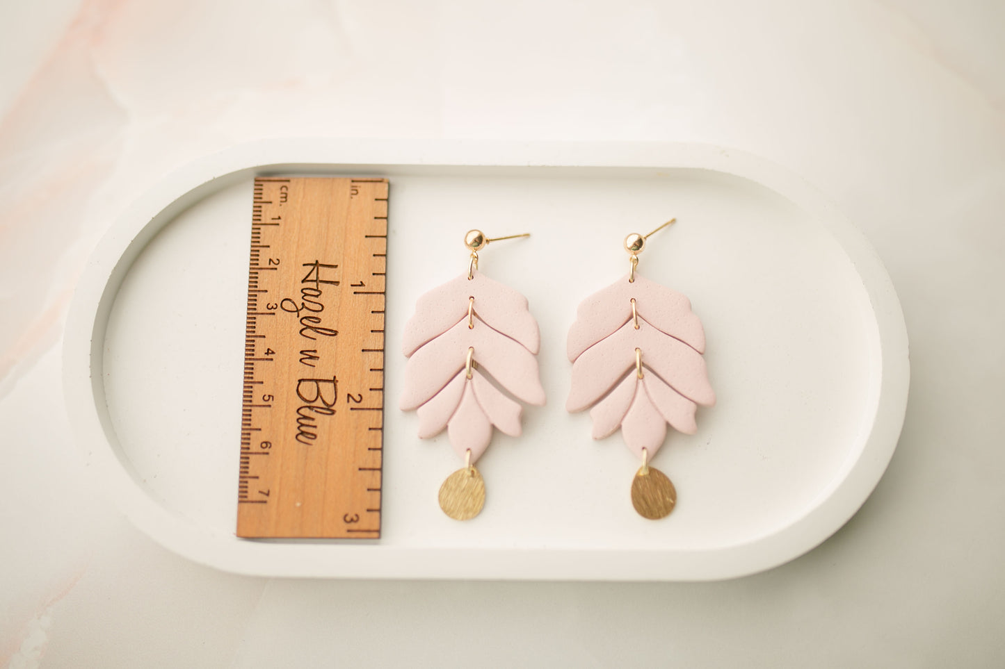 Clay earring | blush leaves | pink collection
