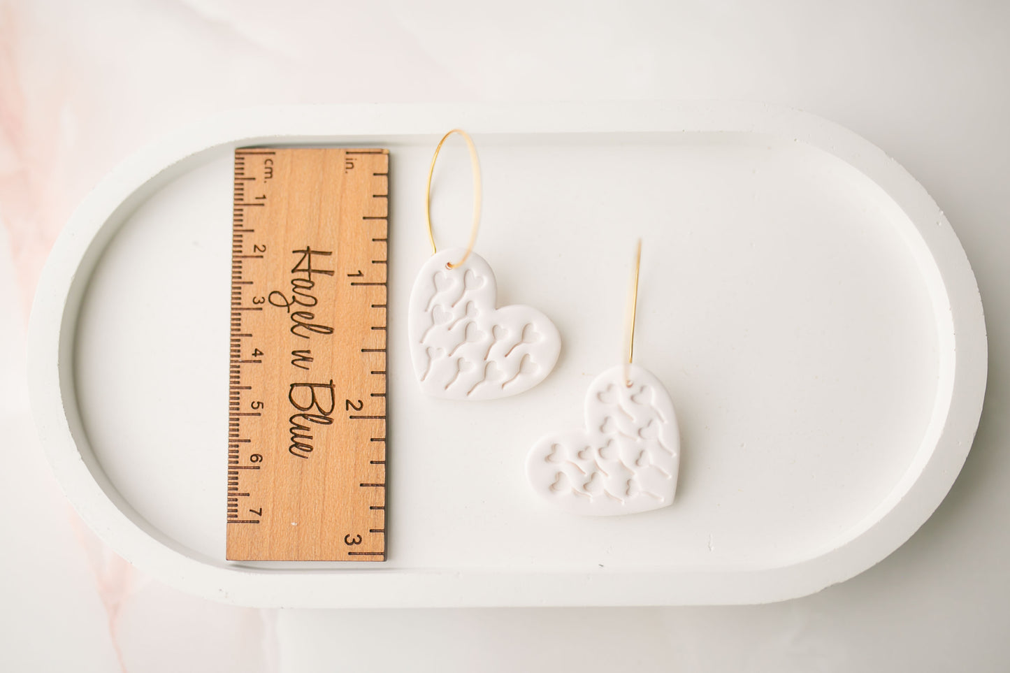 Clay earring | white hearts | pink collection
