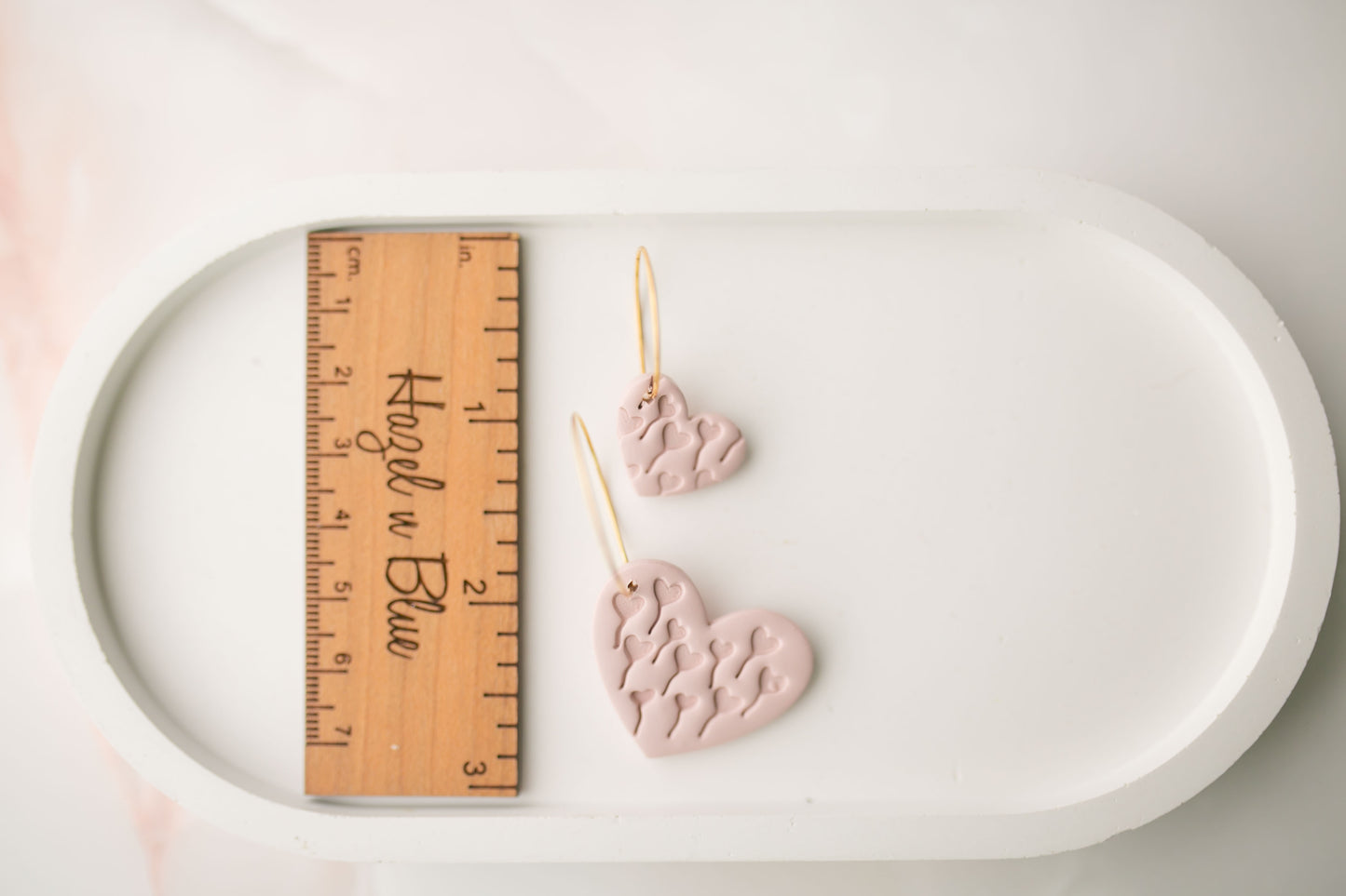 Clay earring | mommy +me blush pink hearts set | pink collection