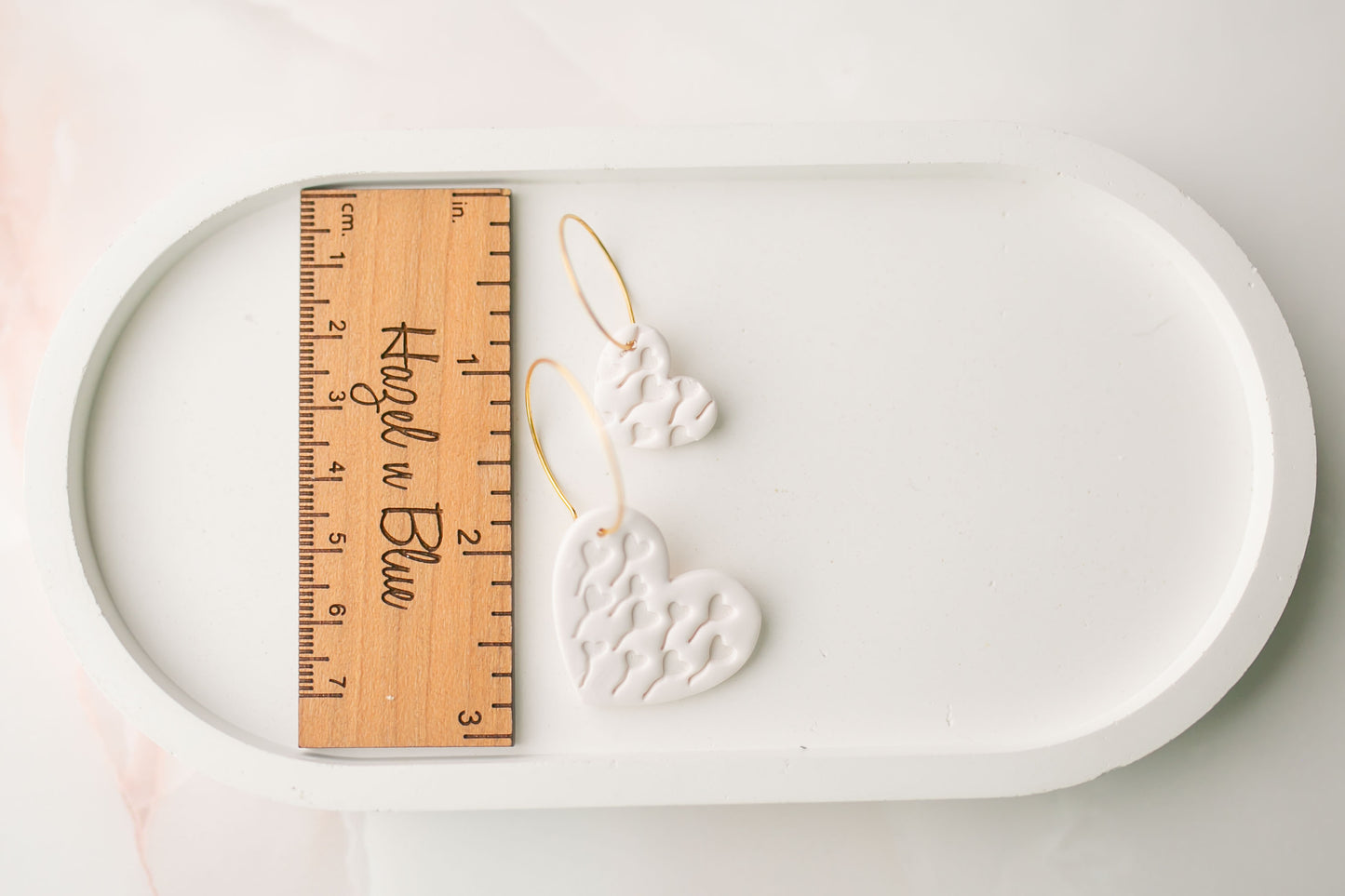 Clay earring | mommy +me white hearts set | pink collection