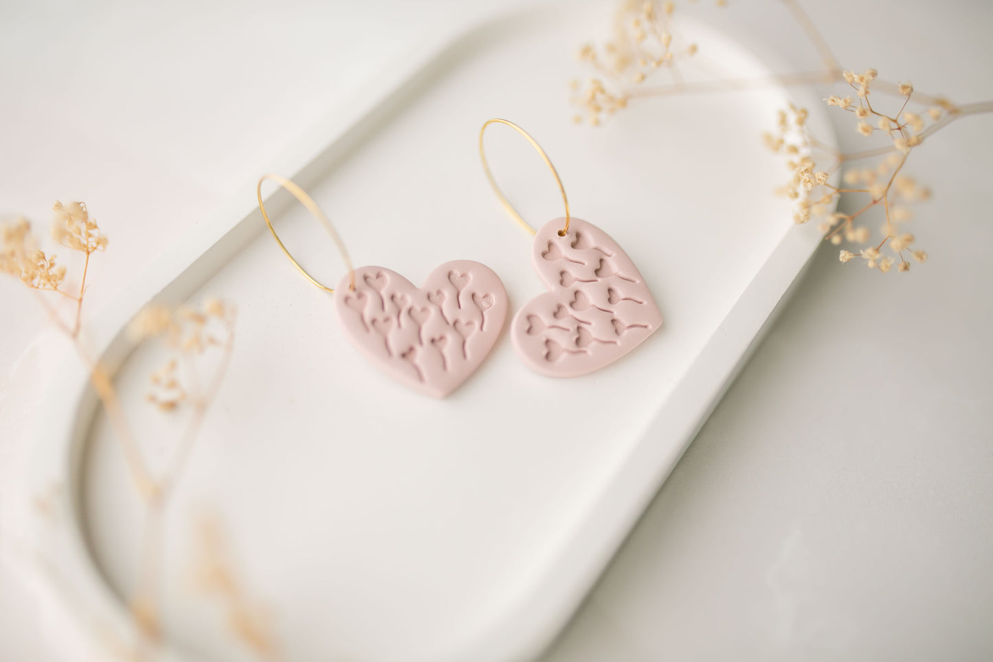Clay earring | blush hearts | pink collection