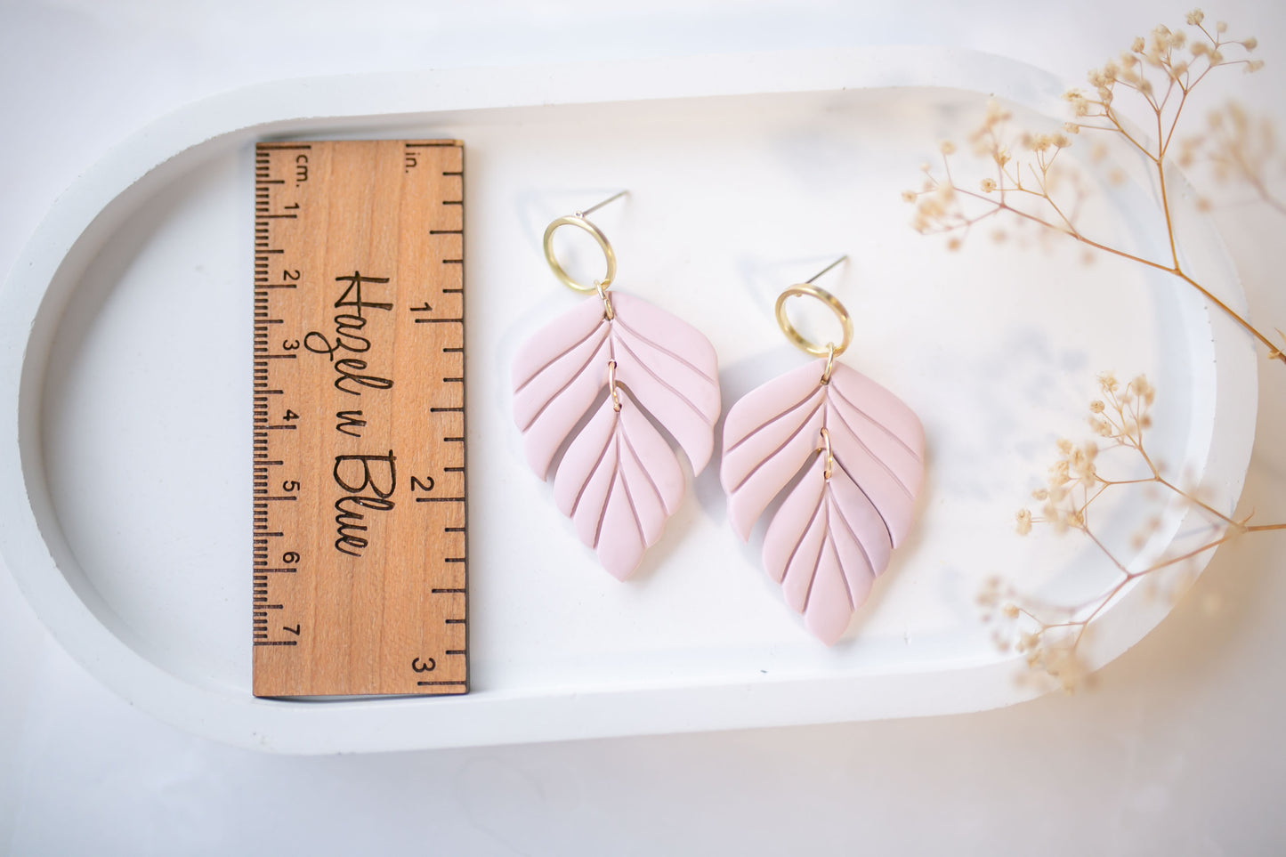 Clay earring | blush leaves | pink collection
