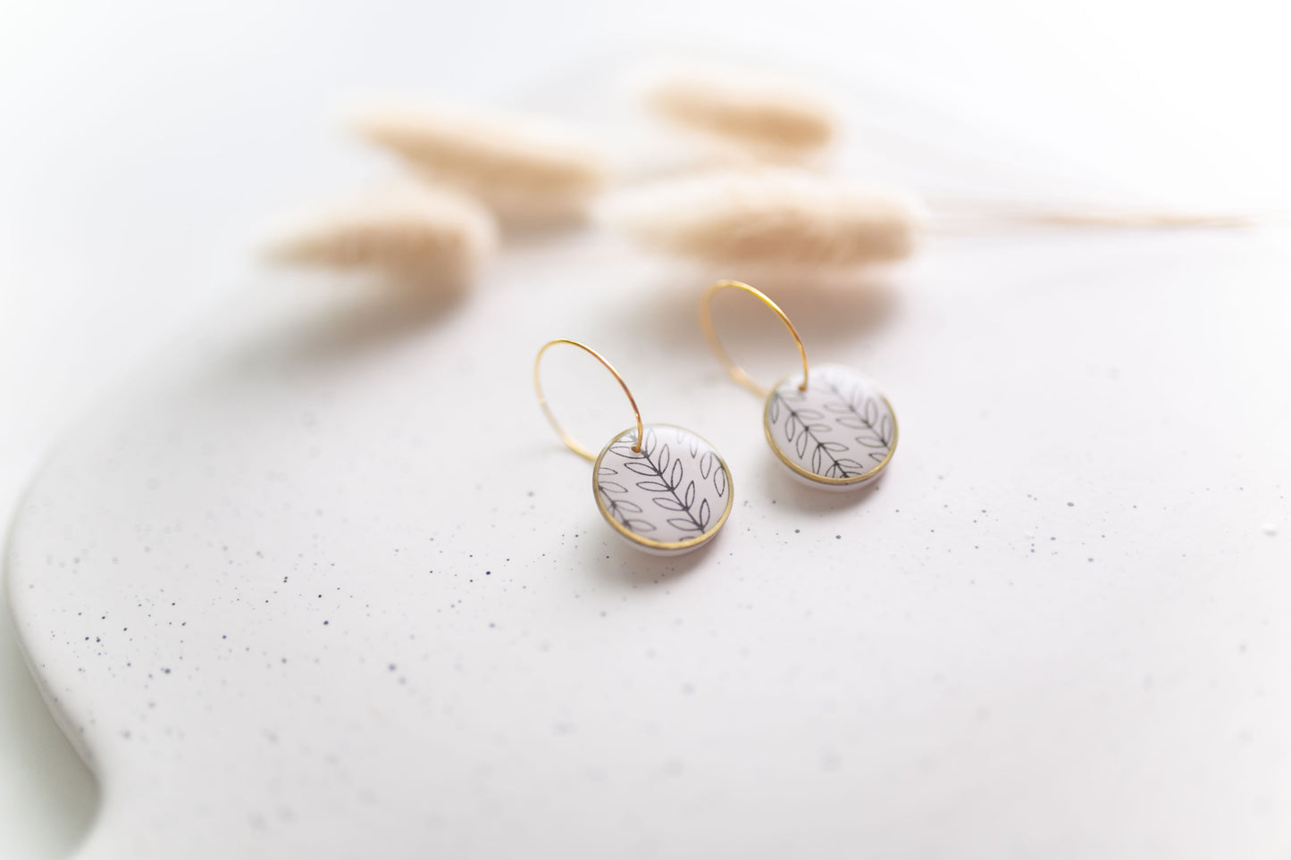 Clay earring | Leaf Mini Hoops | Fall Collection